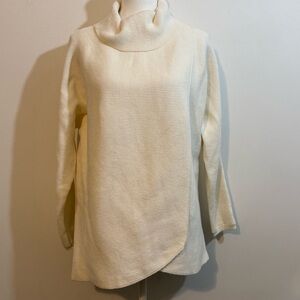 Chico’s NWT Zenergy Wrap Front Cowl Neck Sweater Tunic Cream Size 2 (L/XL)